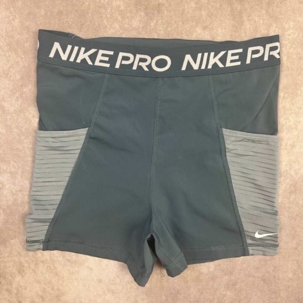 Women's Nike Pro Dri Fit Spandex Shorts 3" Inch Size Medium‎ w/Pockets Blue